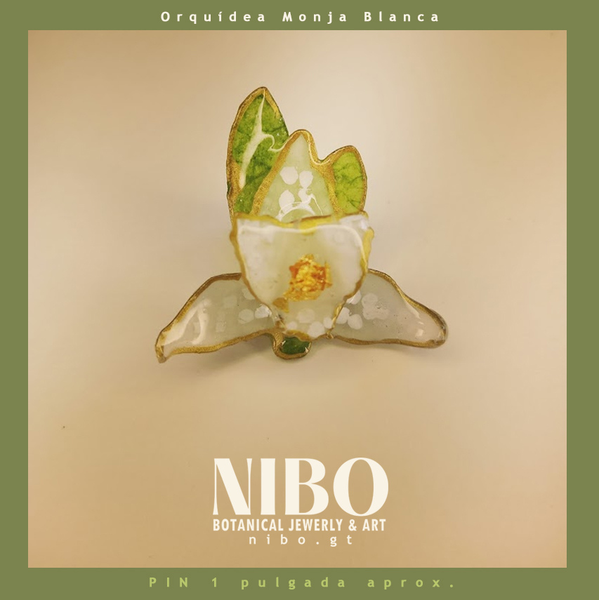 White Nun Orchid Pin